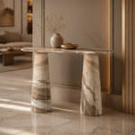 Brown Fusion Marble Top Console Table