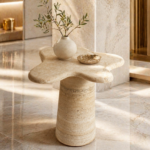 Star Travertine Marble Side Table