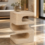 Symphony Beige Travertine Marble Side Table