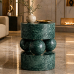 Trinity Sphere Green Marble Side Table