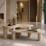 Duet Traventino Marble Coffee Table