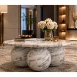 Trinity Sphere Arabescato Marble Centre Table