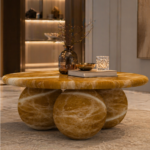 Trinity Sphere Mango Onyx Marble Centre Table