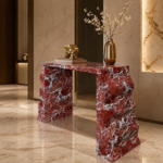 Rafat Red Marble Console Table